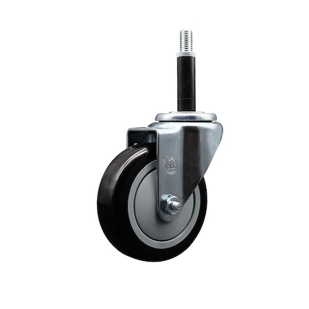 Service Caster 4'' Black Poly Wheel Swivel 3/4'' Expanding Stem Caster SCC-EX20S414-PPUB-BLK-34